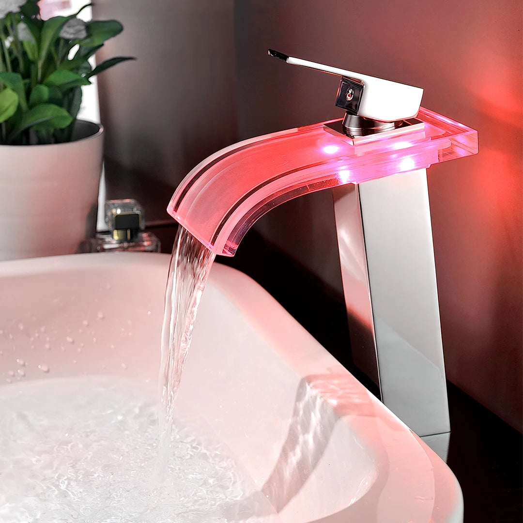 Three Colored LED Glass Basin Faucet