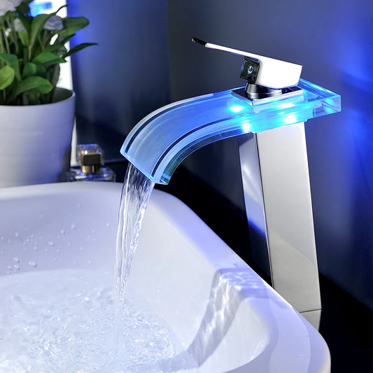Three Colored LED Glass Basin Faucet